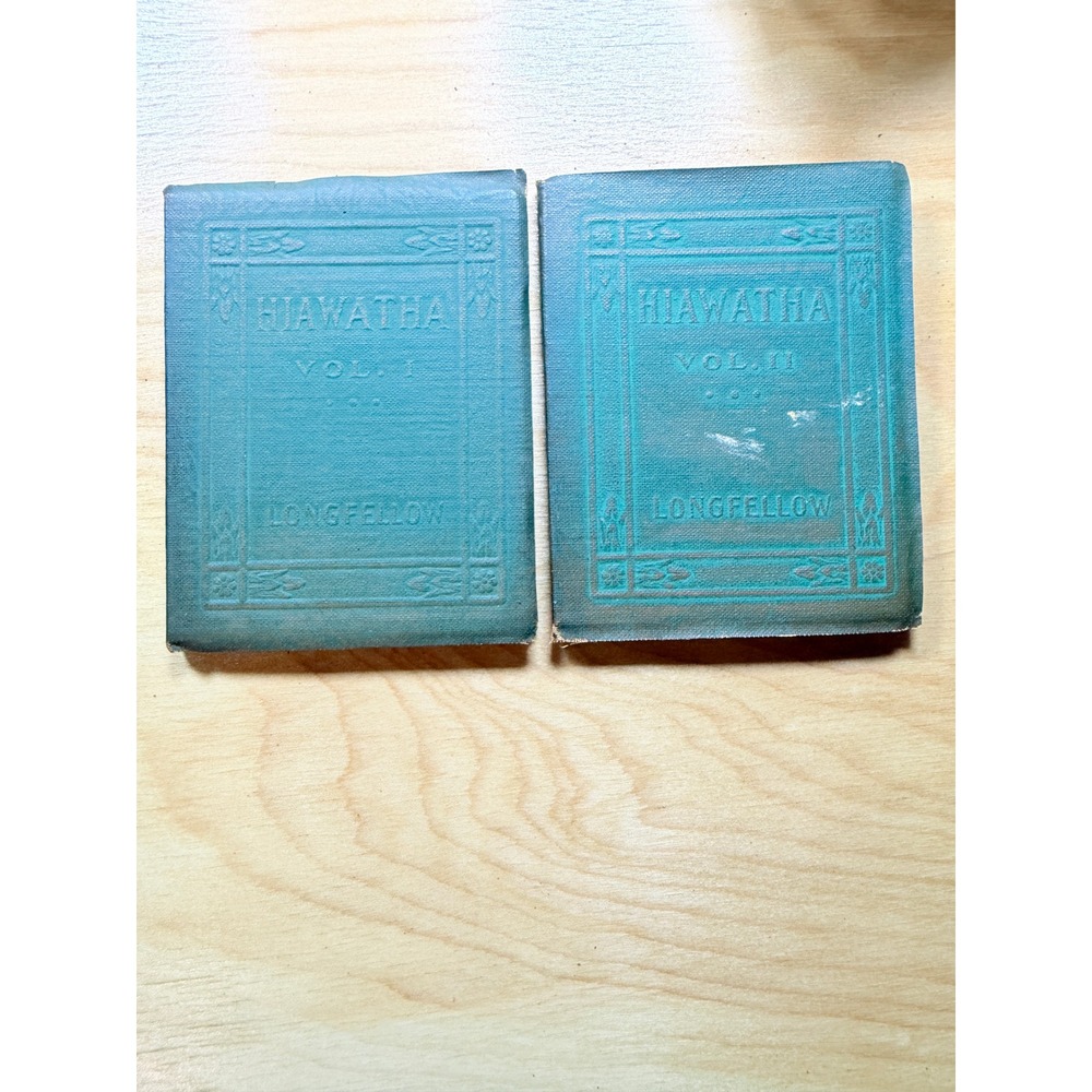 Little Leather Library The Song of Hiawatha Longfellow Vol I & II Antique Books